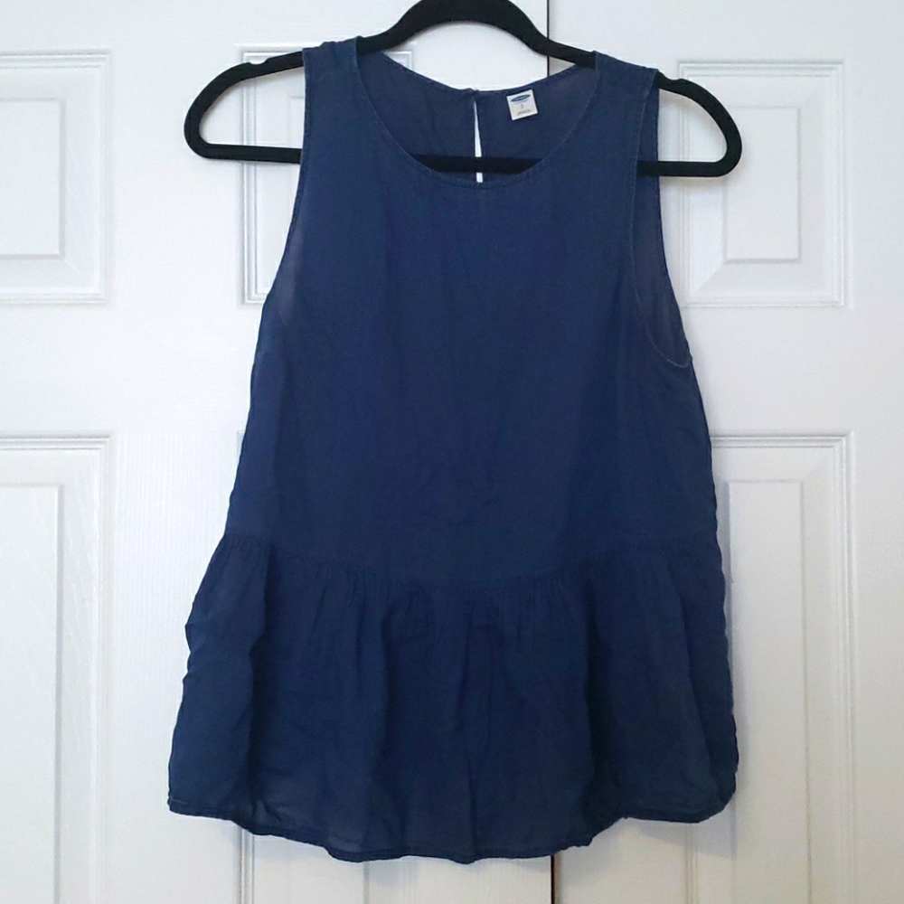 Denim-style Flowy and Light Peplum Tank Top